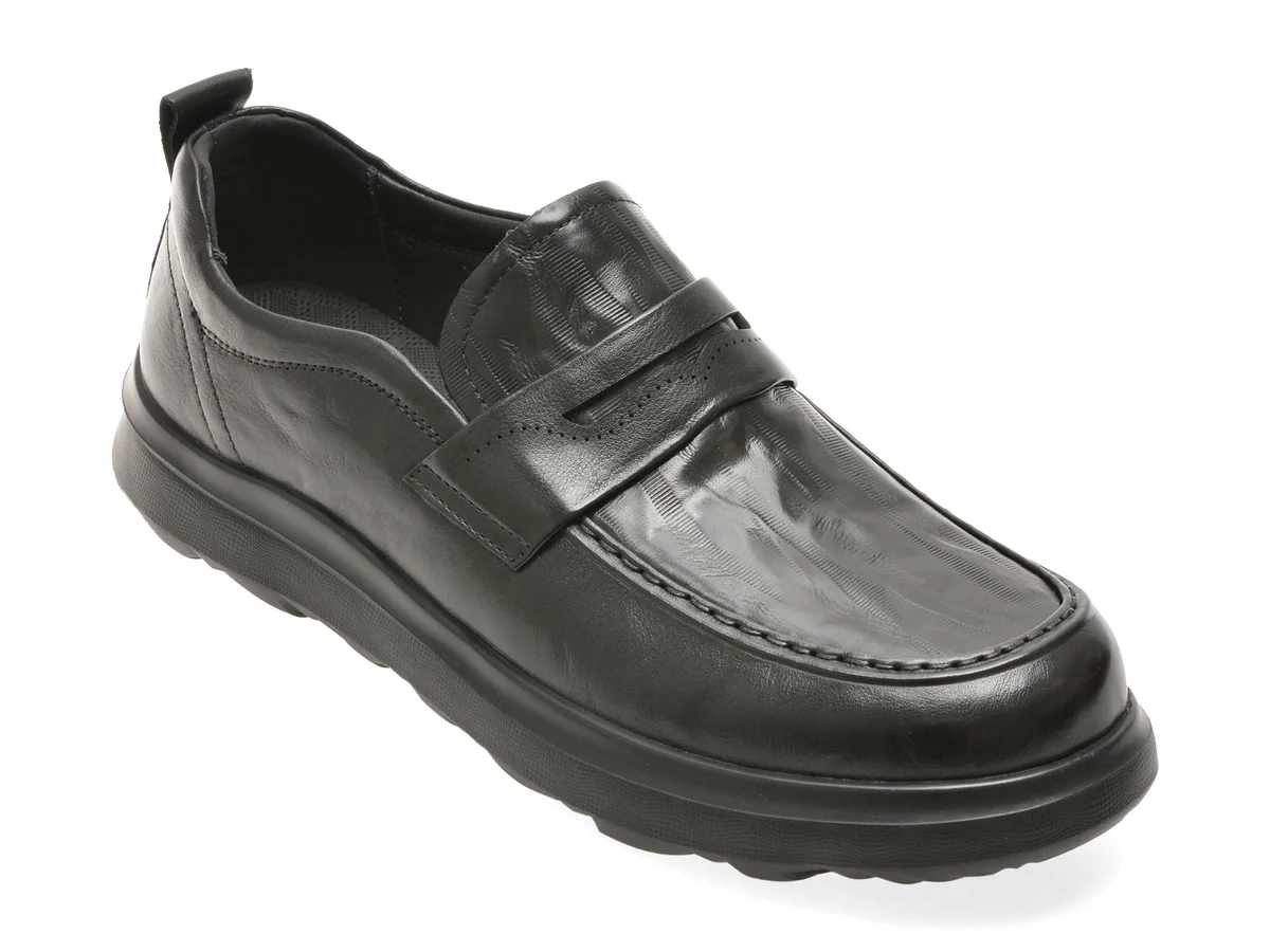Mocasini EPICA negri, FH08, din piele naturala