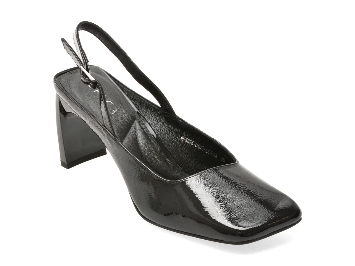 Pantofi eleganti EPICA negri, 4F5395, din piele naturala lacuita