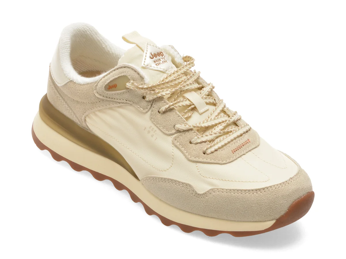 Pantofi sport JEEP albi, 61510, din material textil