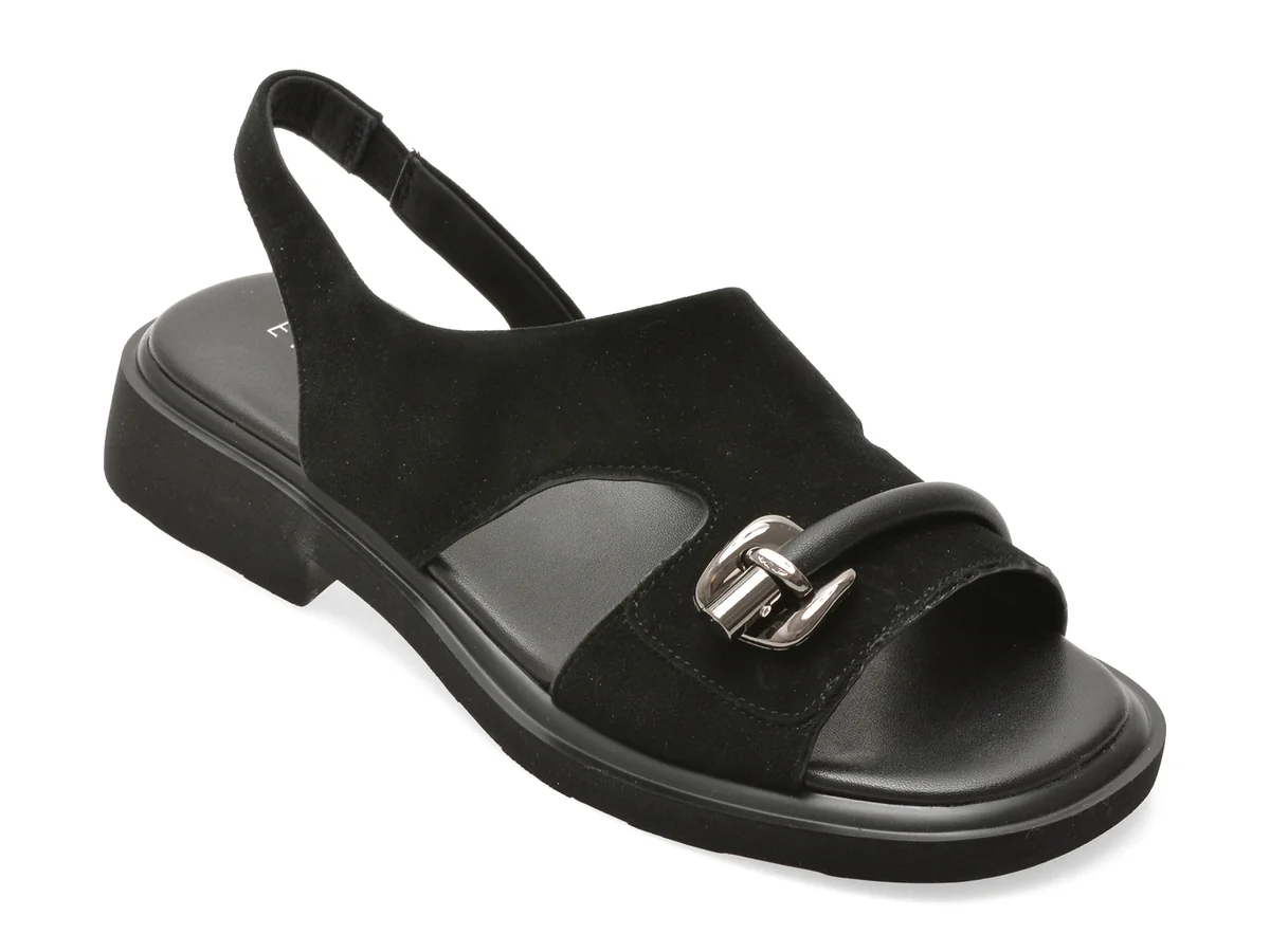 Sandale EPICA negre, 1302H28, din piele intoarsa