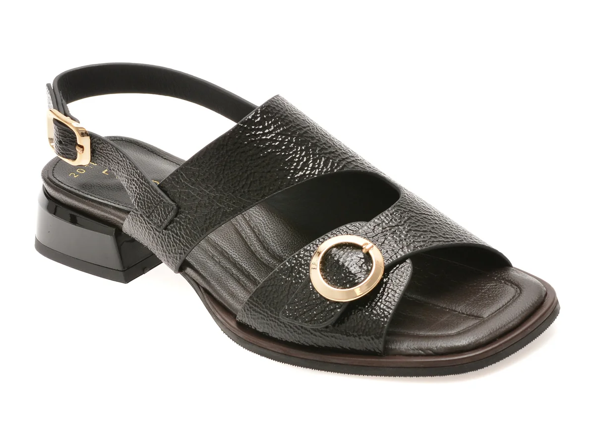 Sandale EPICA negre, 2772018, din piele naturala lacuita