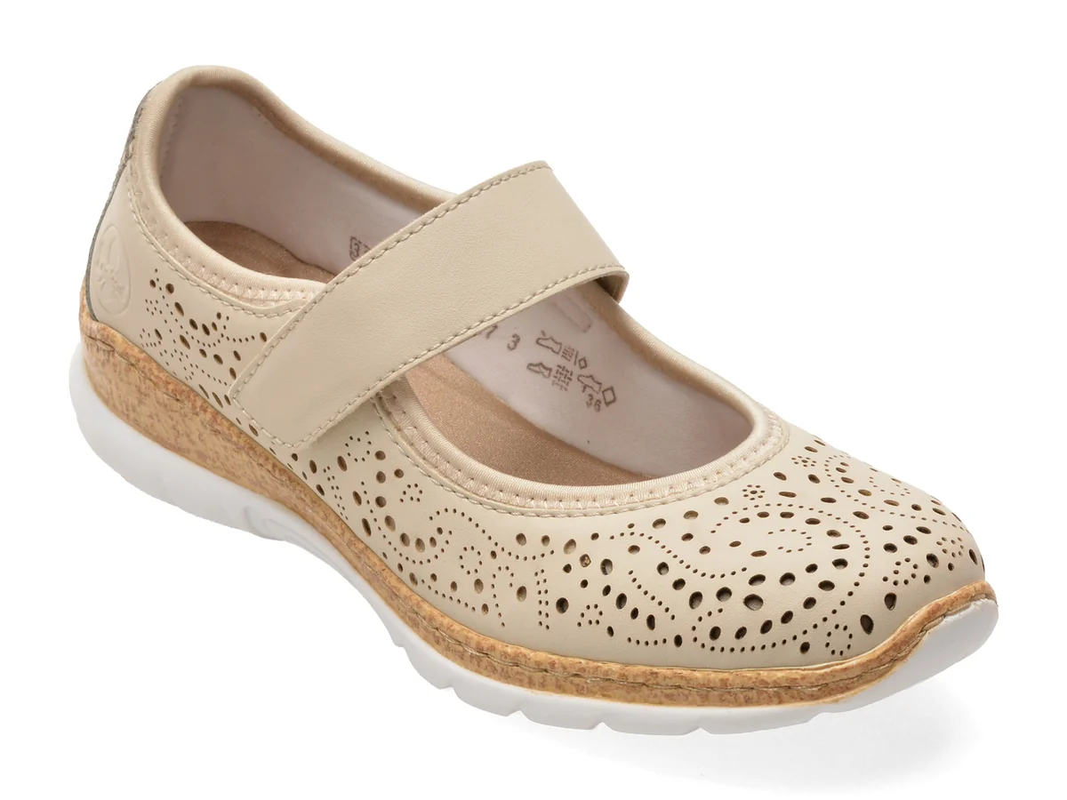 Balerini RIEKER gri, N4299, din piele ecologica
