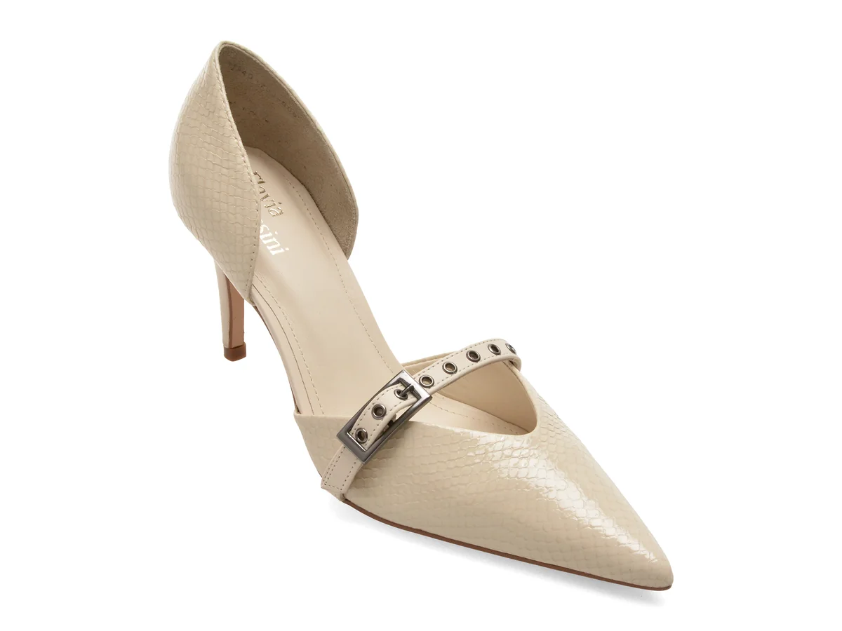 Pantofi eleganti FLAVIA PASSINI albi, 119408F, din piele naturala lacuita