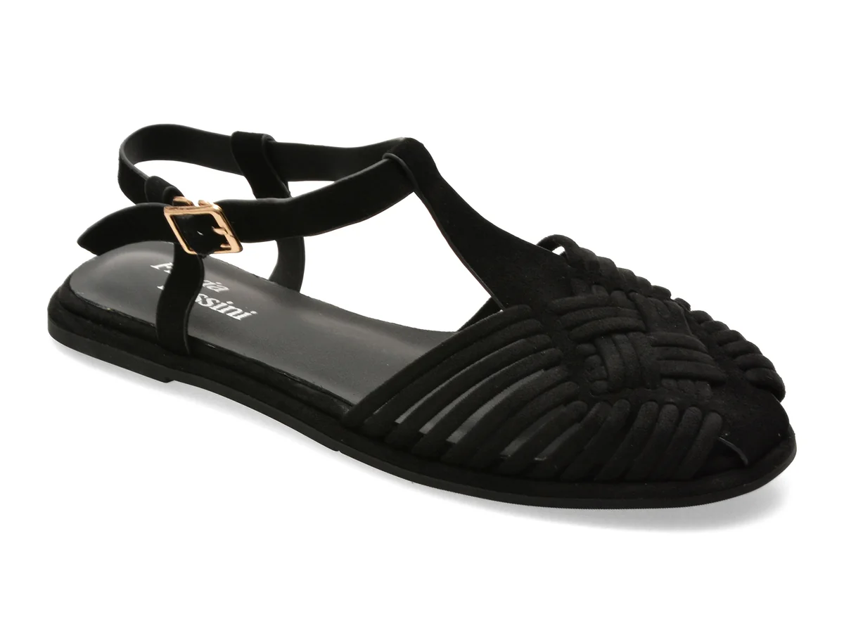 Sandale FLAVIA PASSINI negre, A397, din material textil si piele naturala