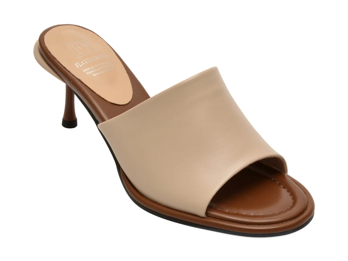 Papuci eleganti FLAVIA PASSINI bej, H5778, din piele naturala