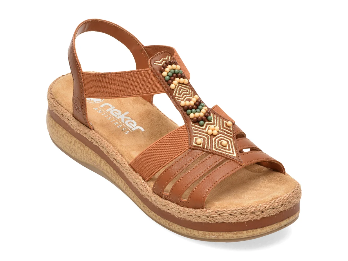 Sandale RIEKER maro, V0921, din piele ecologica