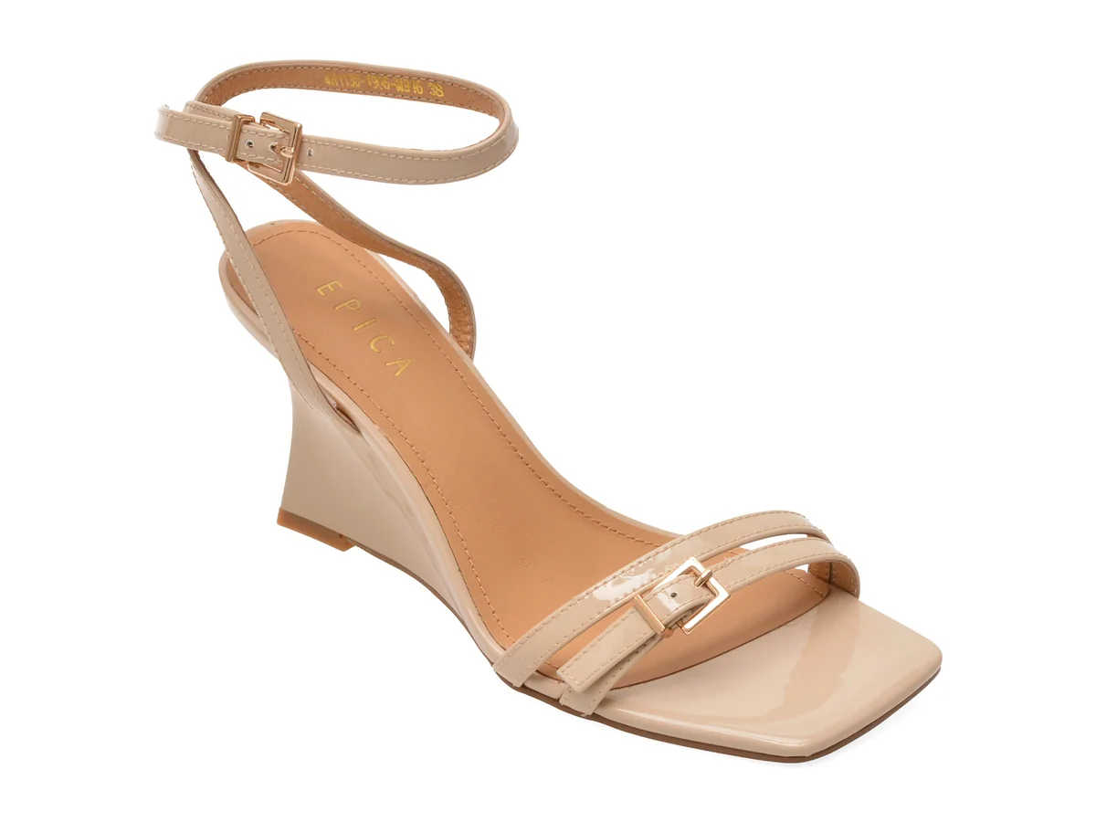 Sandale elegante EPICA nude, 4H1130, din piele naturala lacuita