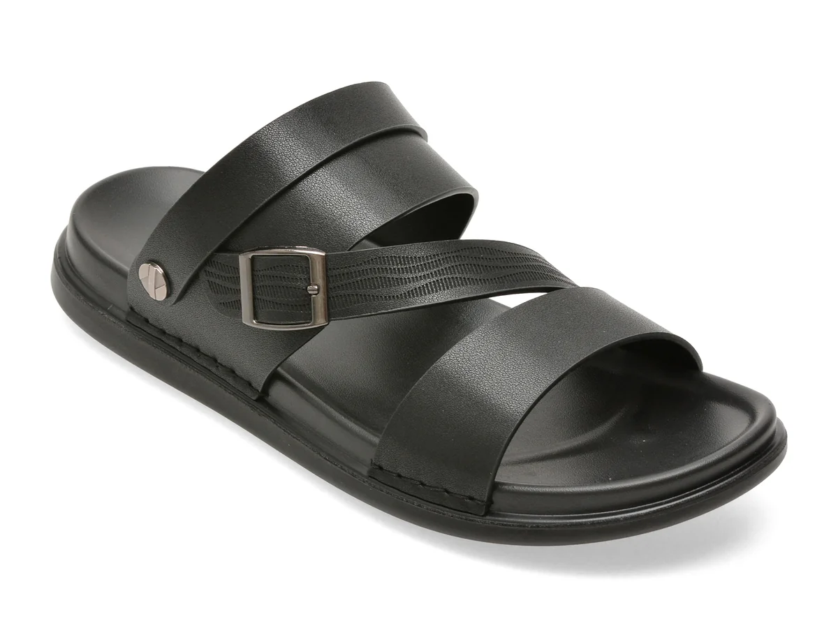 Sandale OTTER negre, 6683, din piele ecologica
