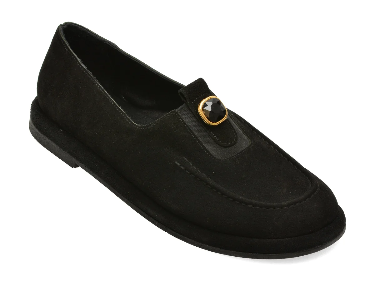 Pantofi EPICA negri, 157H601, din piele intoarsa