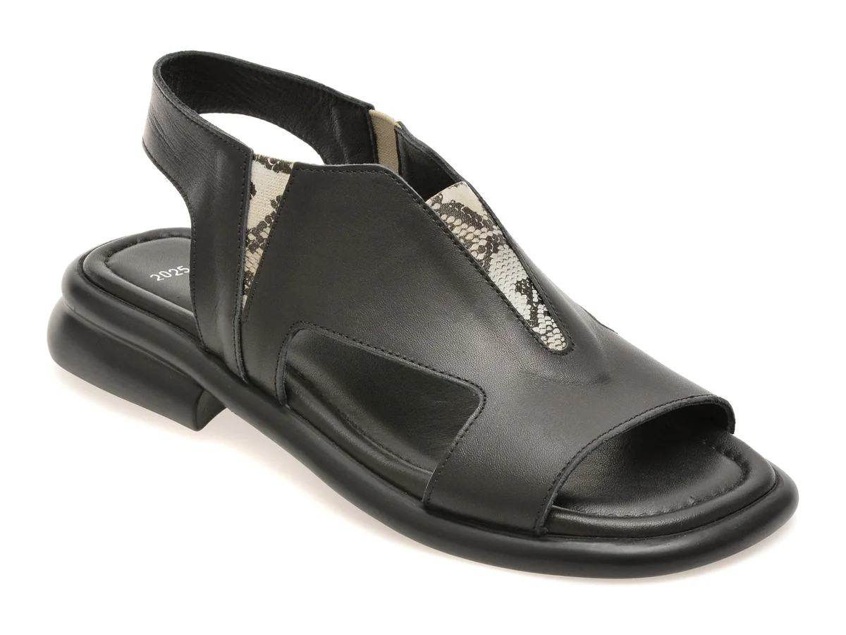 Sandale GOLD DEER negre, 22025, din piele naturala