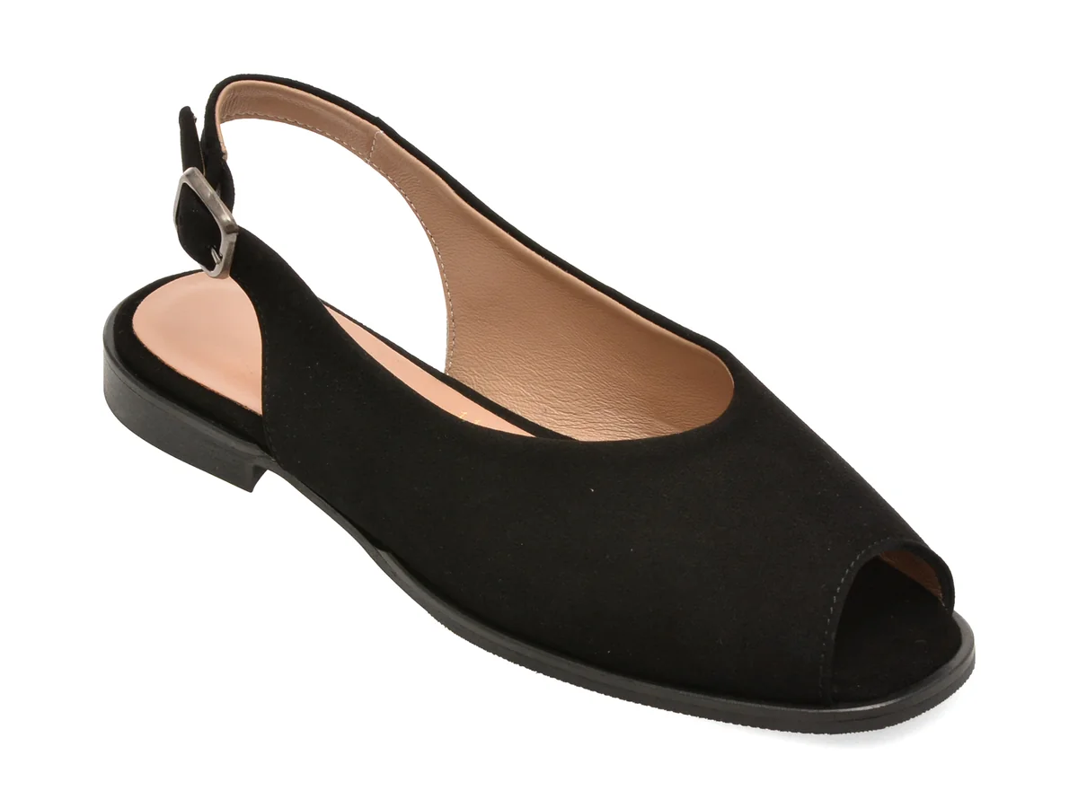 Sandale GOLD DEER negre, 420928, din piele intoarsa
