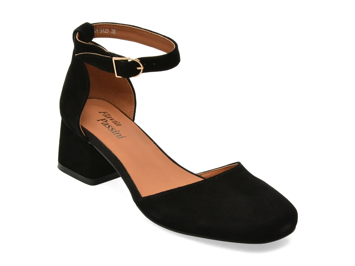 Pantofi eleganti FLAVIA PASSINI negri, A324, din piele intoarsa