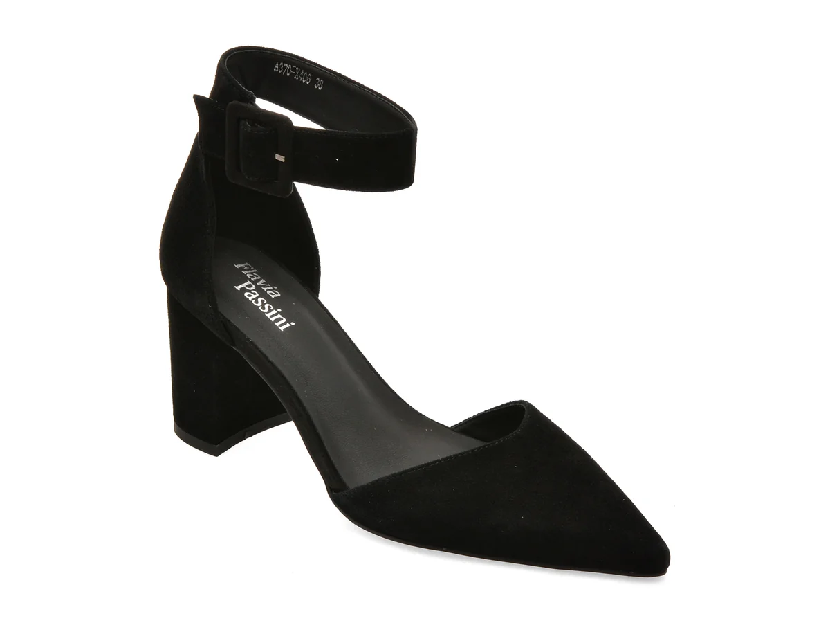 Pantofi eleganti FLAVIA PASSINI negri, A370, din piele intoarsa