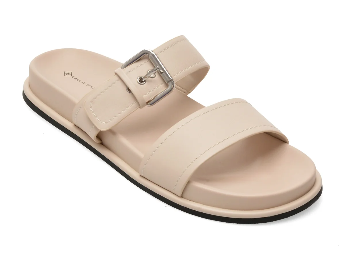 Papuci CALL IT SPRING albi, CATANYA 102, din piele ecologica