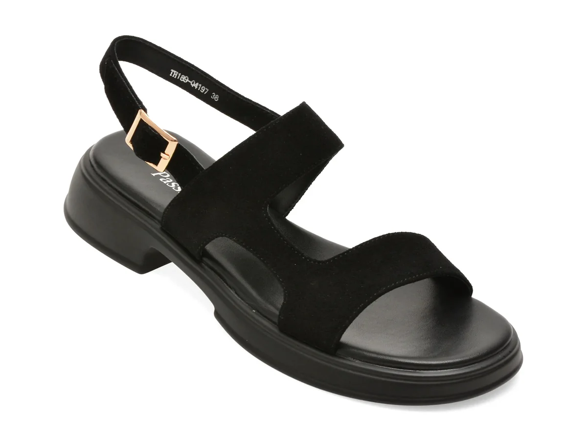 Sandale FLAVIA PASSINI negre, TH189, din piele intoarsa