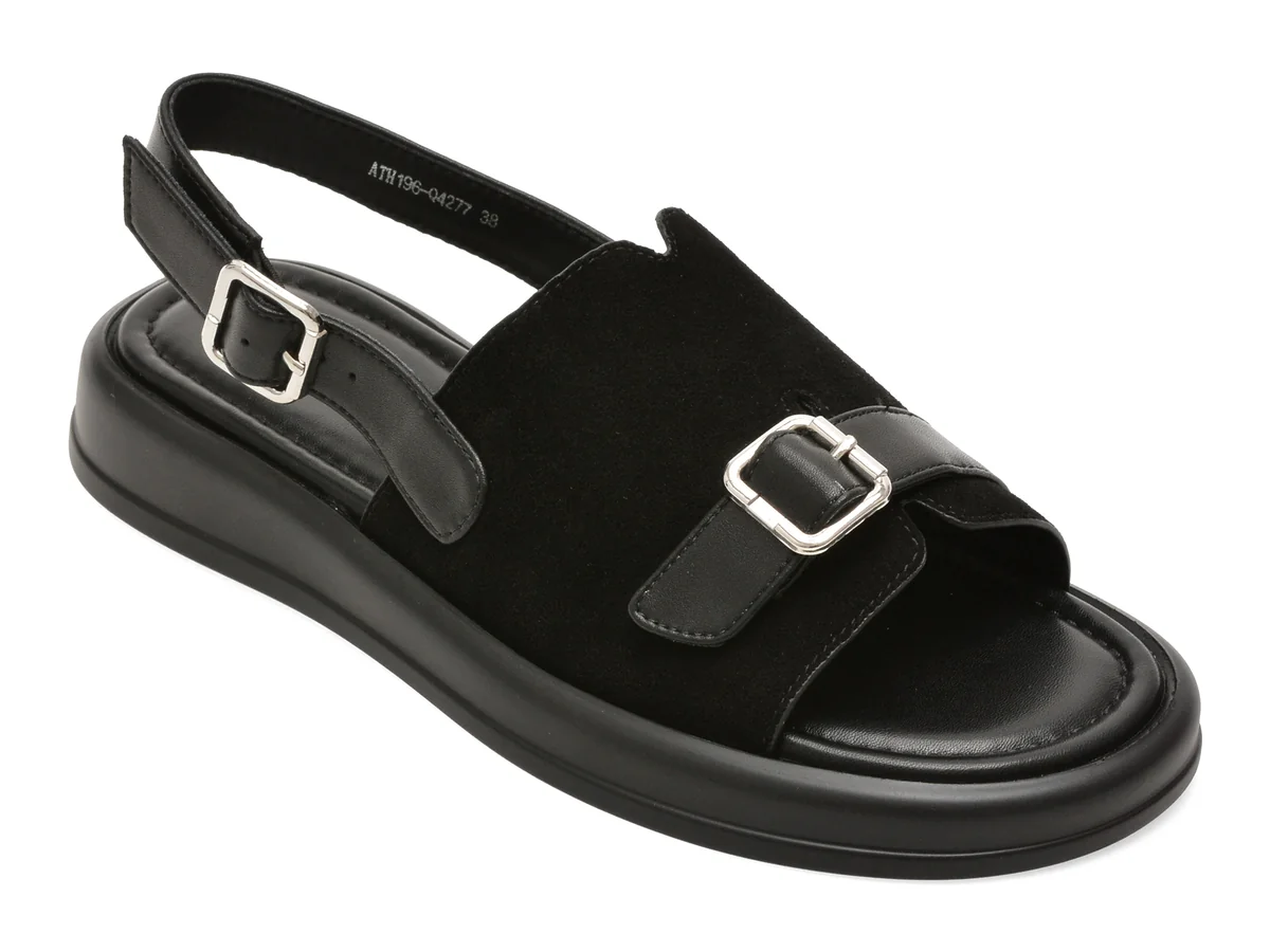 Sandale FLAVIA PASSINI negre, ATH196, din piele intoarsa
