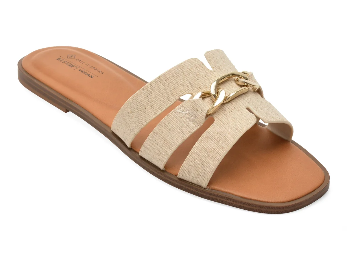 Papuci CALL IT SPRING bej, SERINNA 101, din material textil