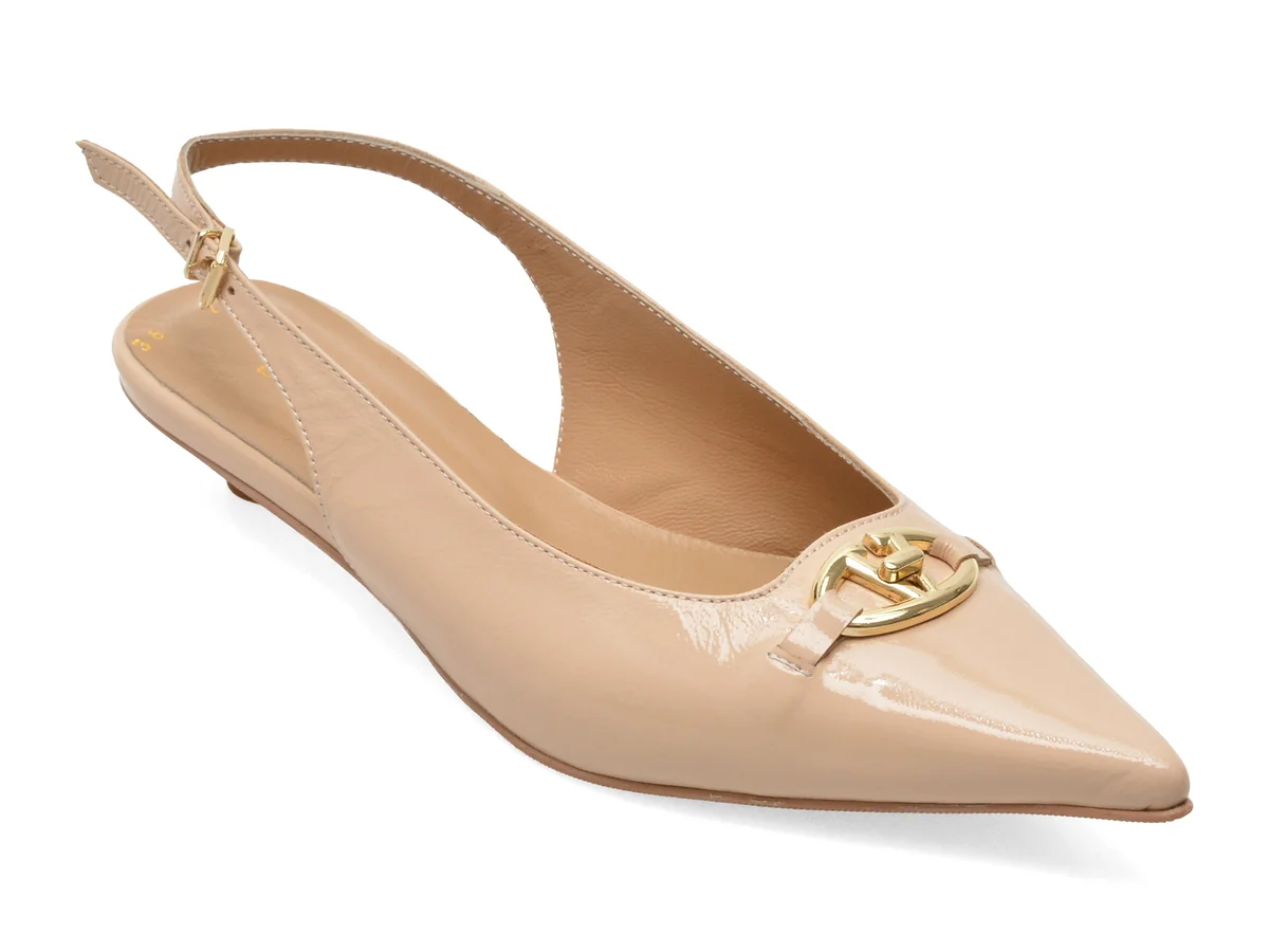 Pantofi eleganti GOLD DEER bej, 432102, din piele naturala lacuita