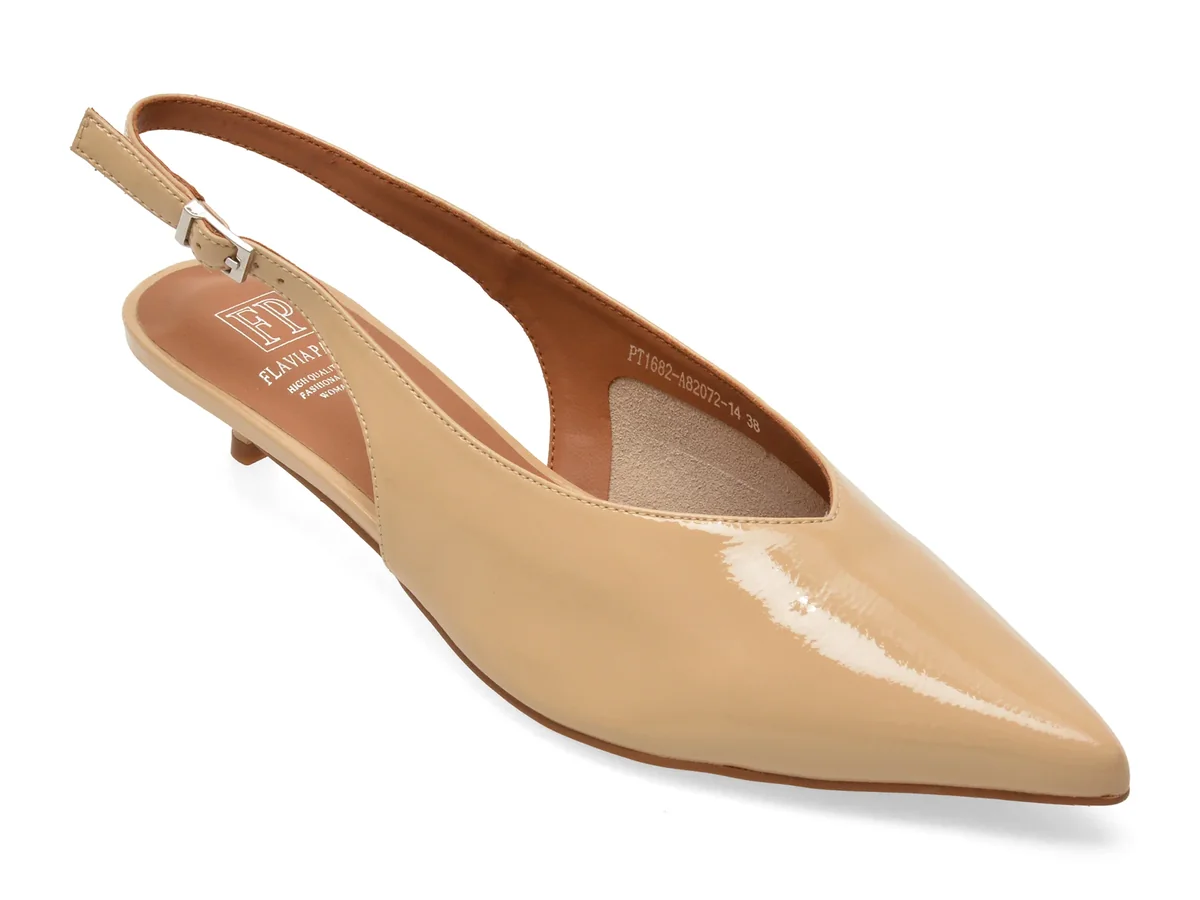 Pantofi eleganti FLAVIA PASSINI nude, PT1682, din piele naturala lacuita