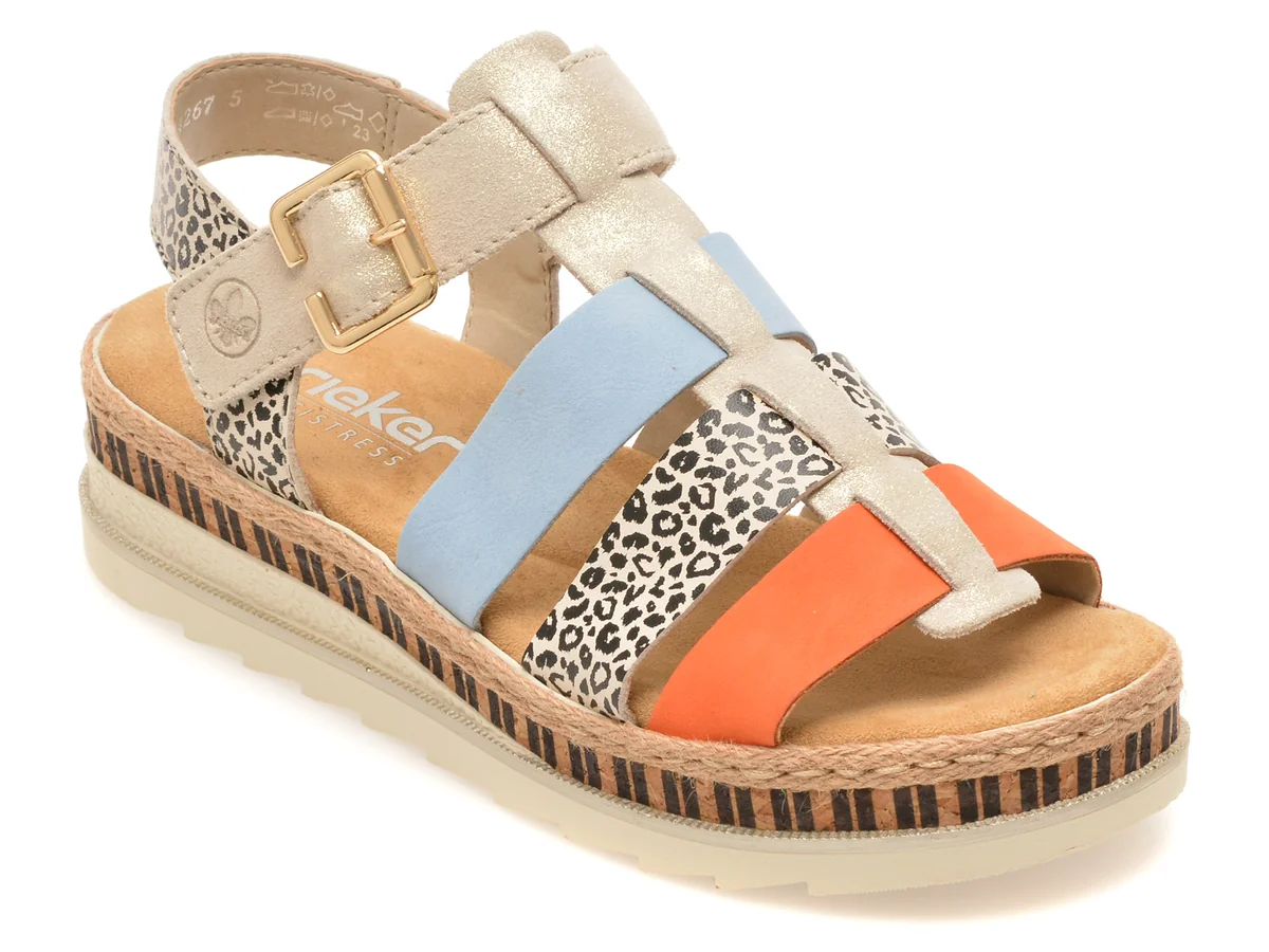 Sandale RIEKER multicolor, V7904, din piele ecologica