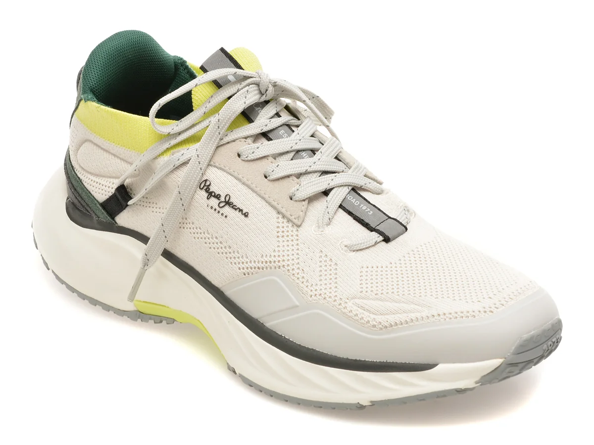 Pantofi sport PEPE JEANS albi, MS60019, din material textil