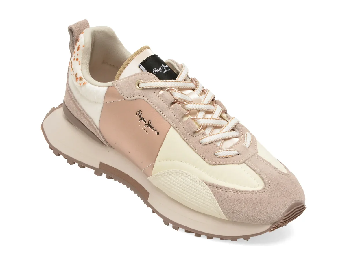 Pantofi sport PEPE JEANS roz, LS60037, din material textil si piele naturala