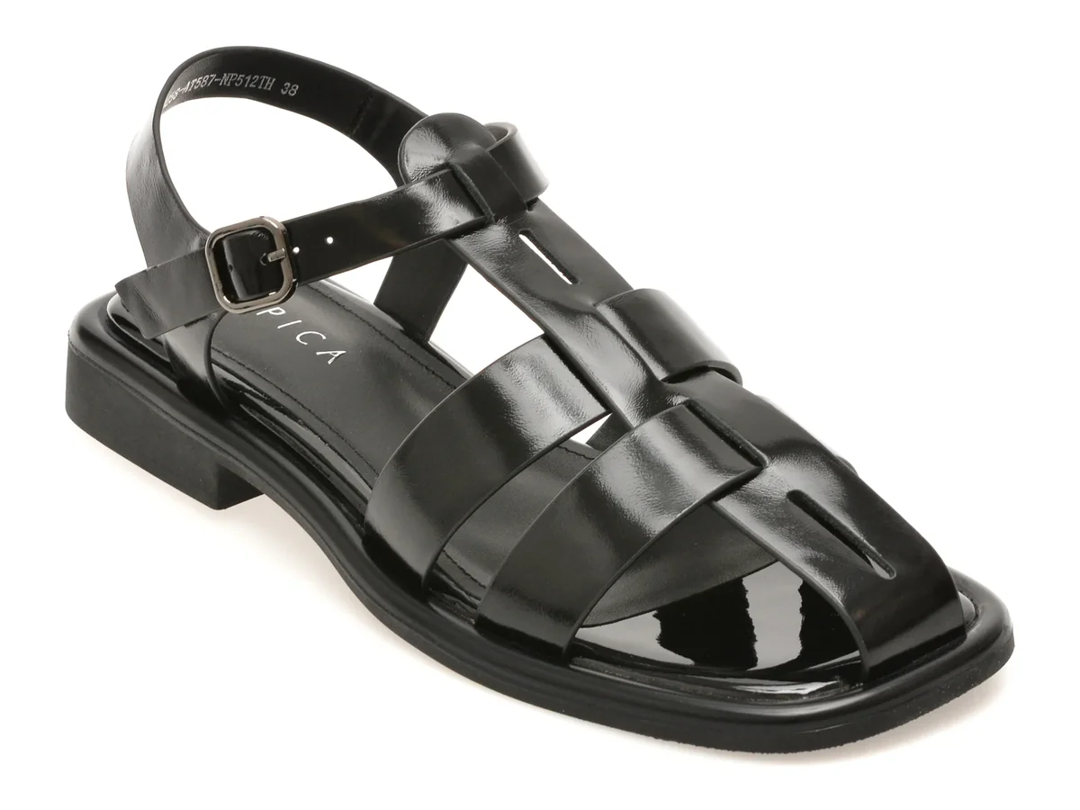 Sandale EPICA negre, 1258587, din piele naturala