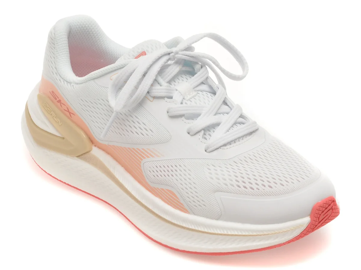 Pantofi sport SKECHERS albi, GO RUN CONSISTENT PRO, din material textil