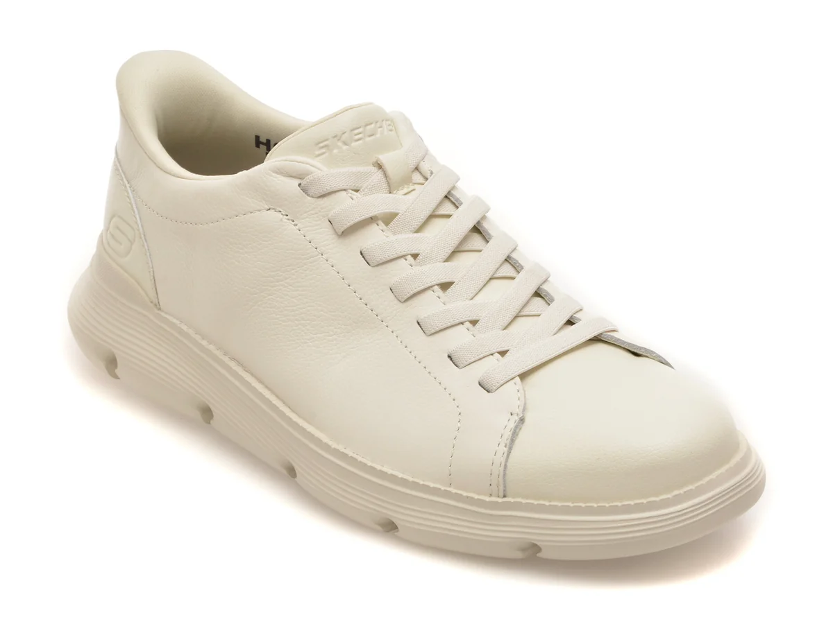 Pantofi sport SKECHERS albi, GARZA, din piele naturala