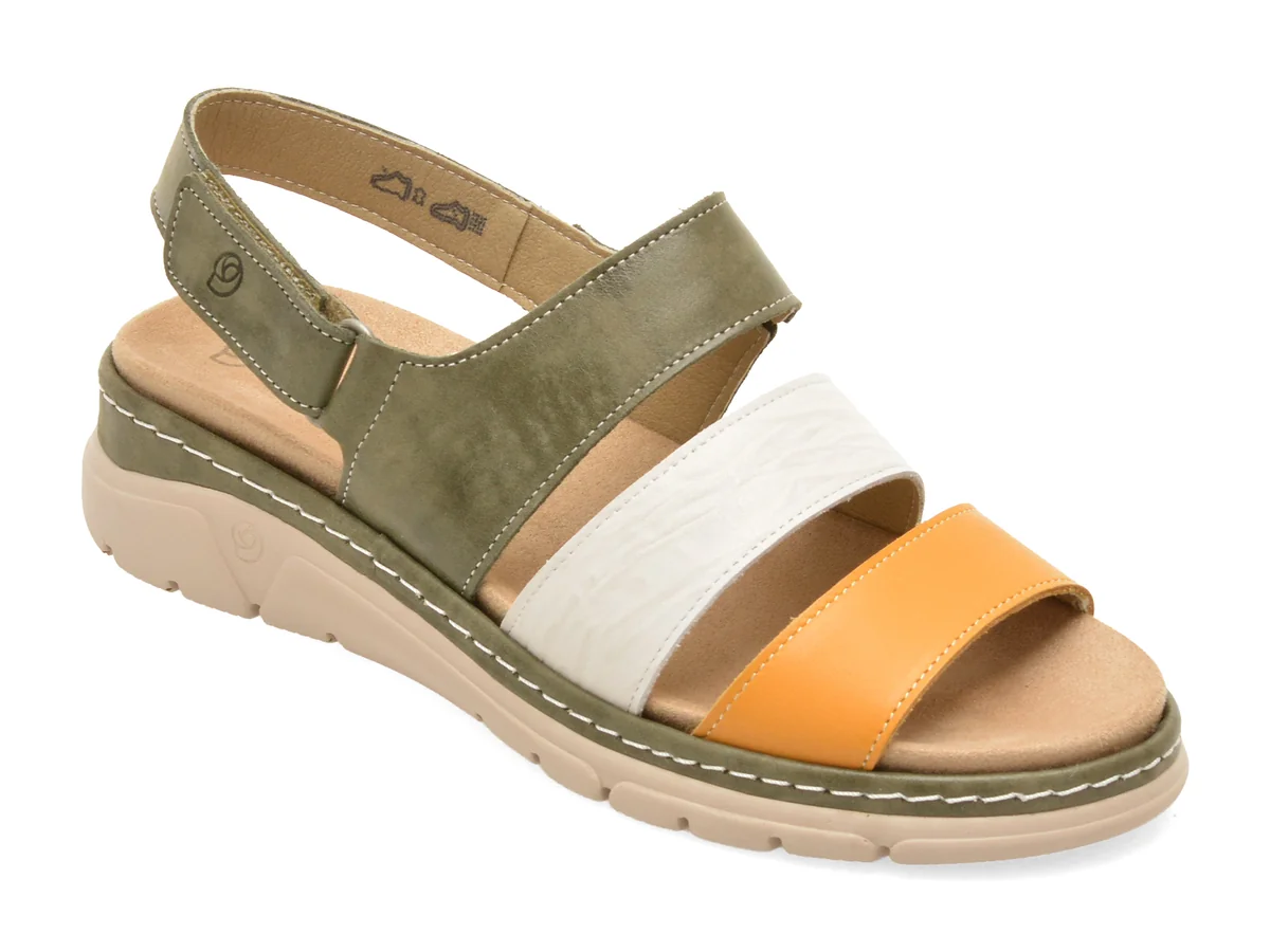 Sandale SUAVE kaki, 12511, din piele naturala