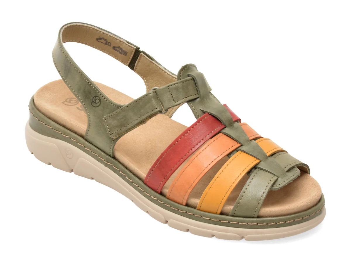 Sandale SUAVE kaki, 12516, din piele naturala