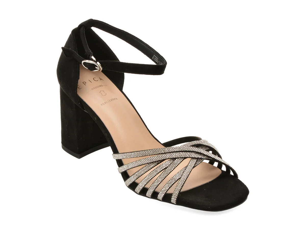 Sandale elegante EPICA negre, 8842600, din piele ecologica