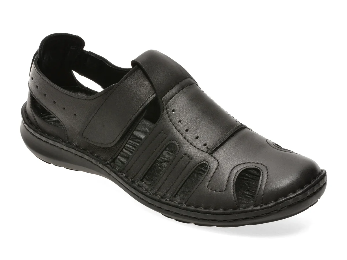 Sandale BITE THE BULLET negre, 9521, din piele naturala