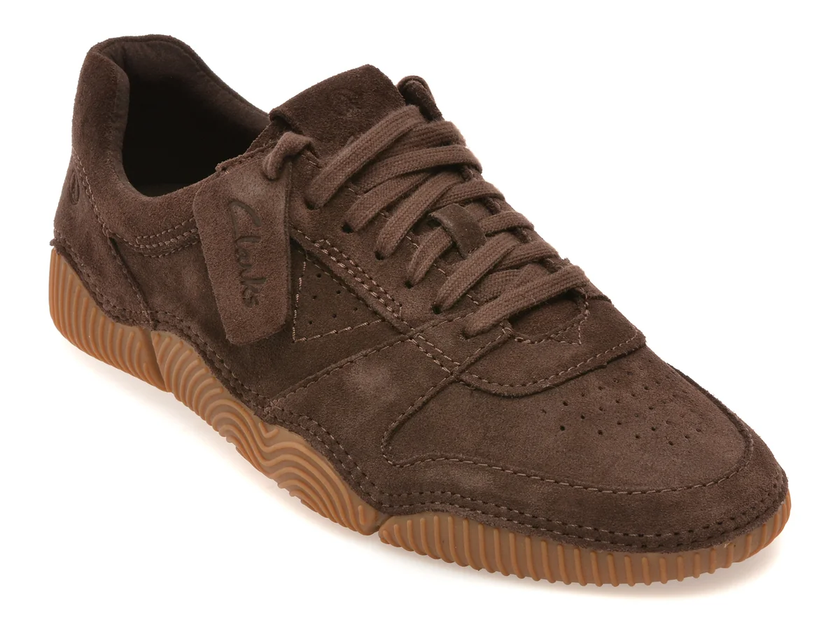 Pantofi sport CLARKS maro, SHARPHAM LACE, din piele intoarsa