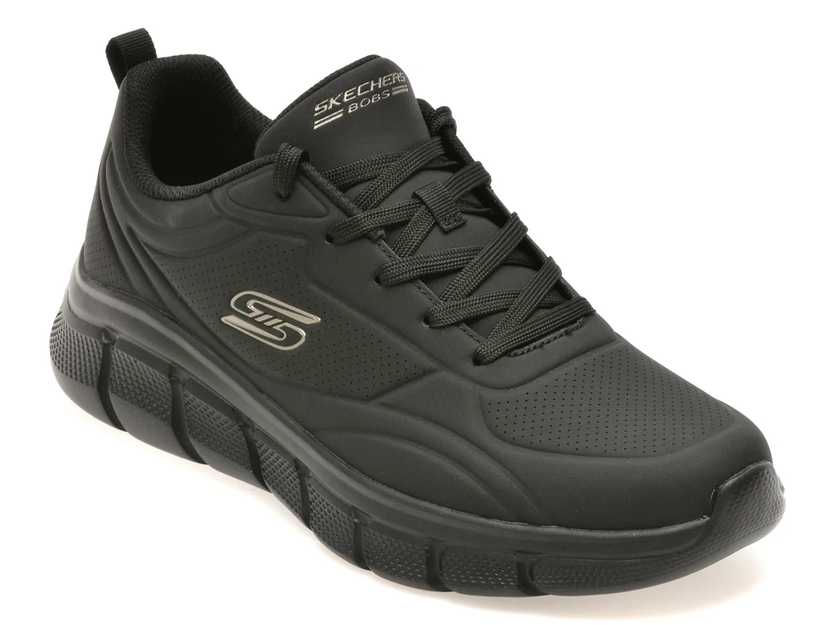 Pantofi sport SKECHERS negri, BOBS B FLEX, din piele ecologica