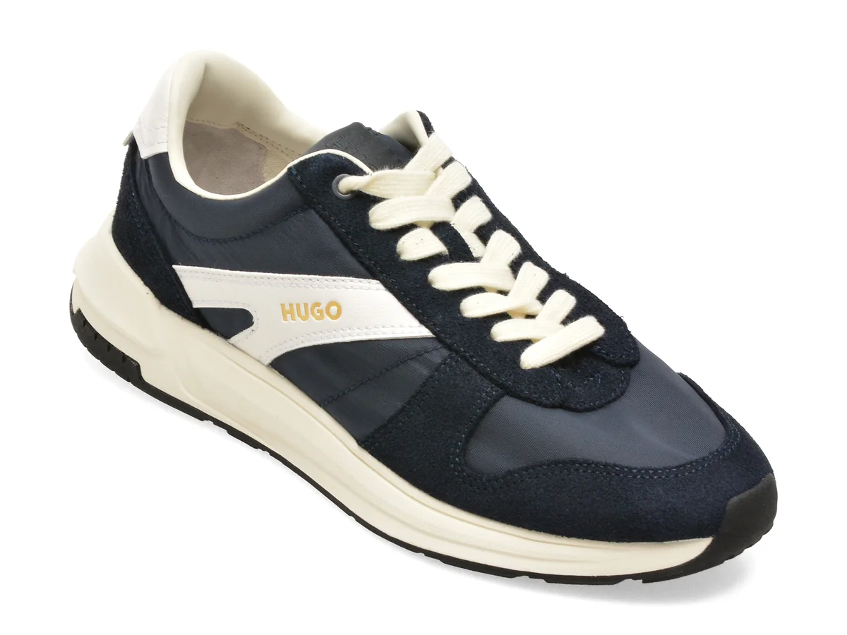 Pantofi sport HUGO bleumarin, 3605, din material textil si piele naturala