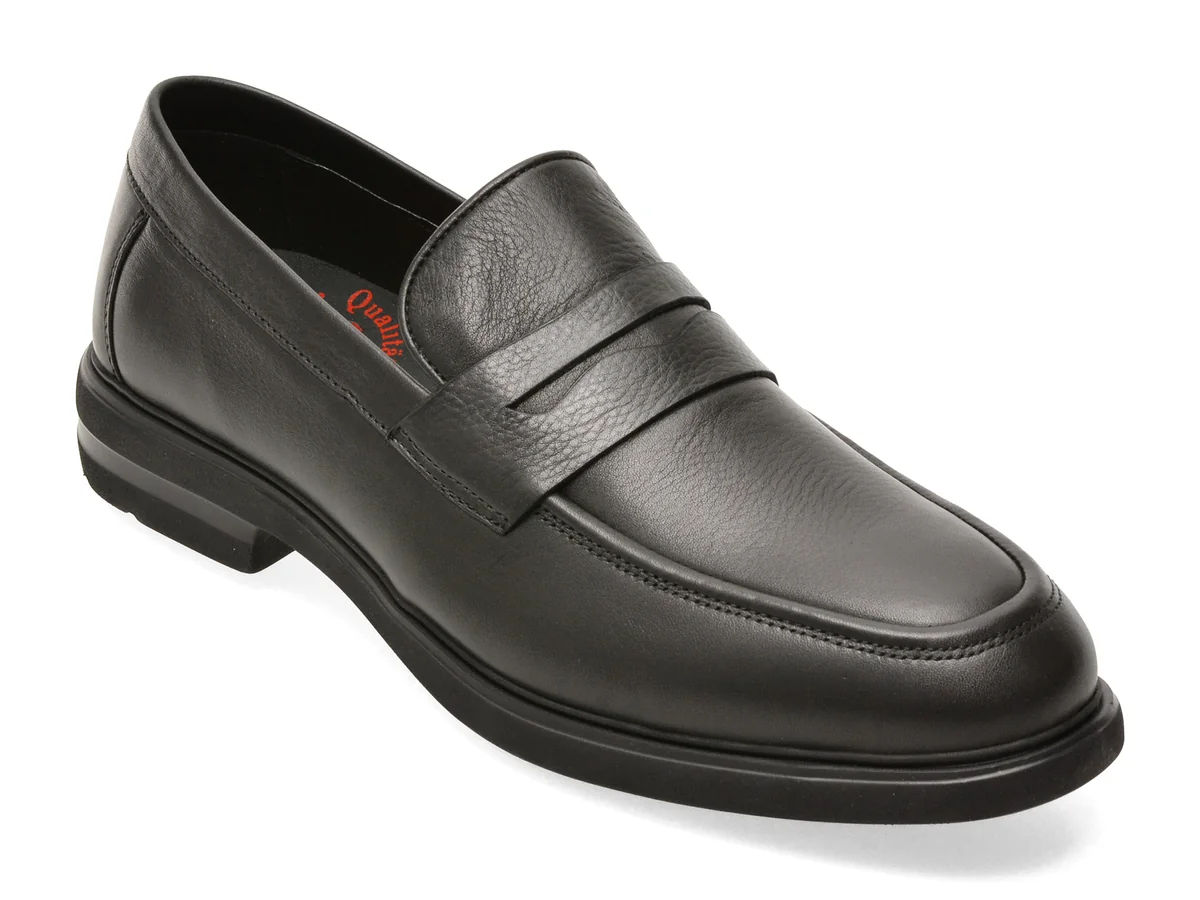 Mocasini OTTER negri, E1811, din piele naturala