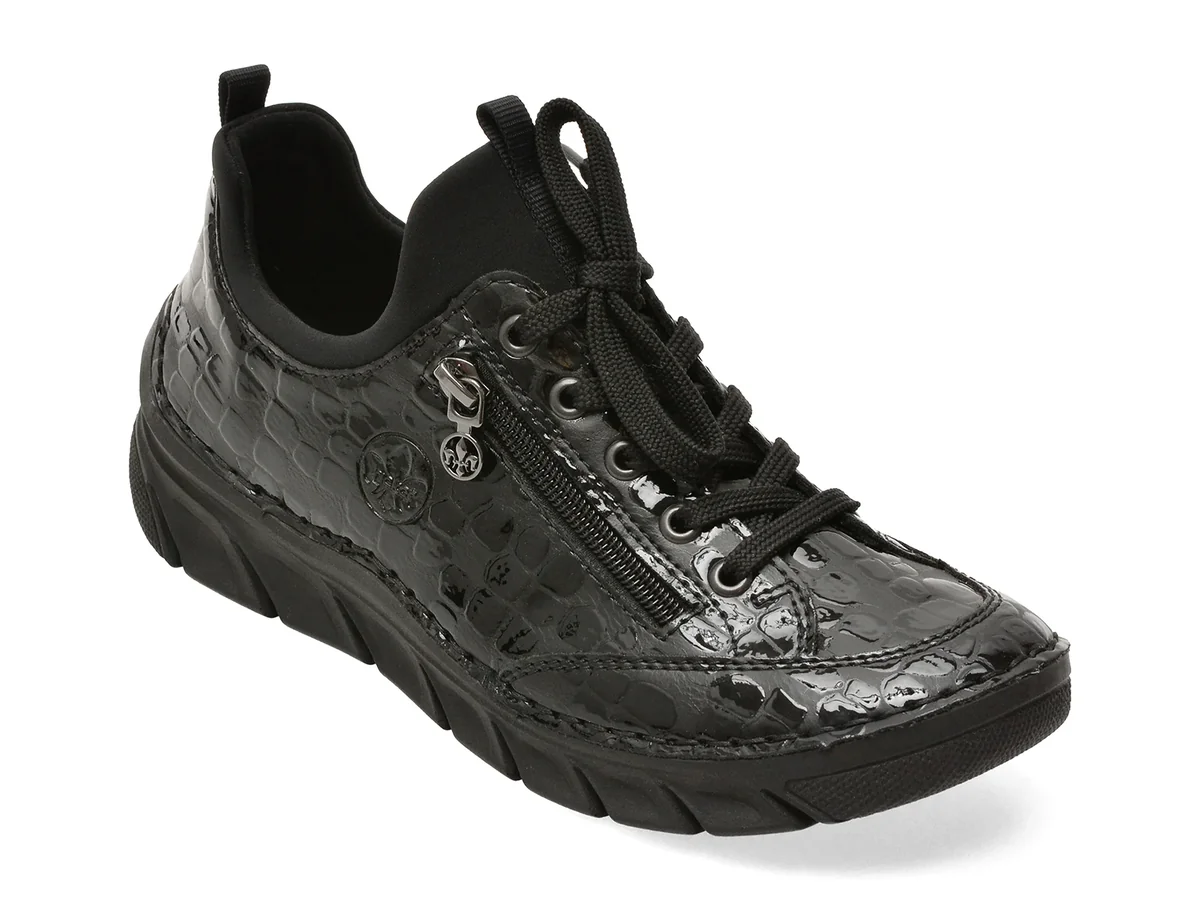 Pantofi RIEKER negri, 55073, din piele ecologica