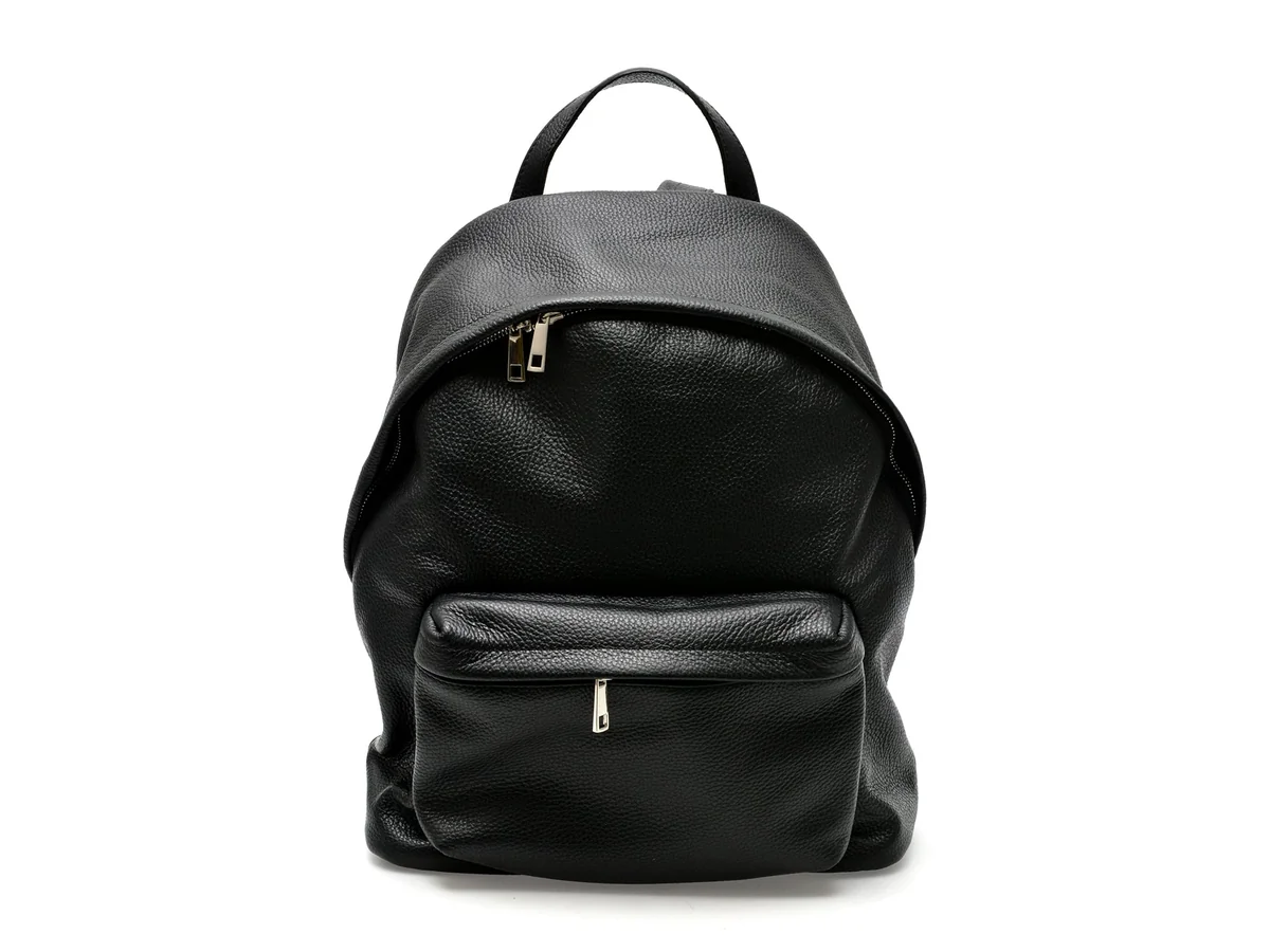 Rucsac Mario Ferretti Negru, BB72, Din Piele Naturala