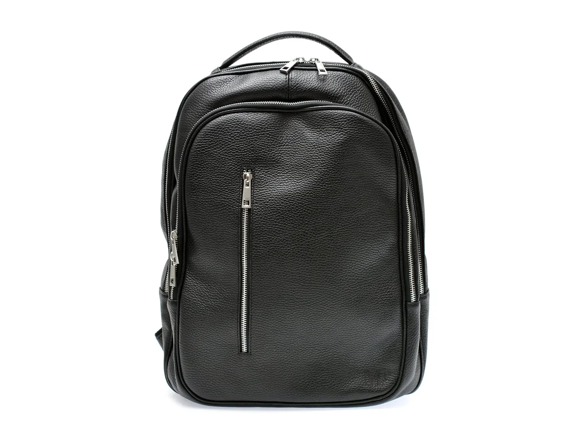 Rucsac Mario Ferretti Negru, BB73, Din Piele Naturala