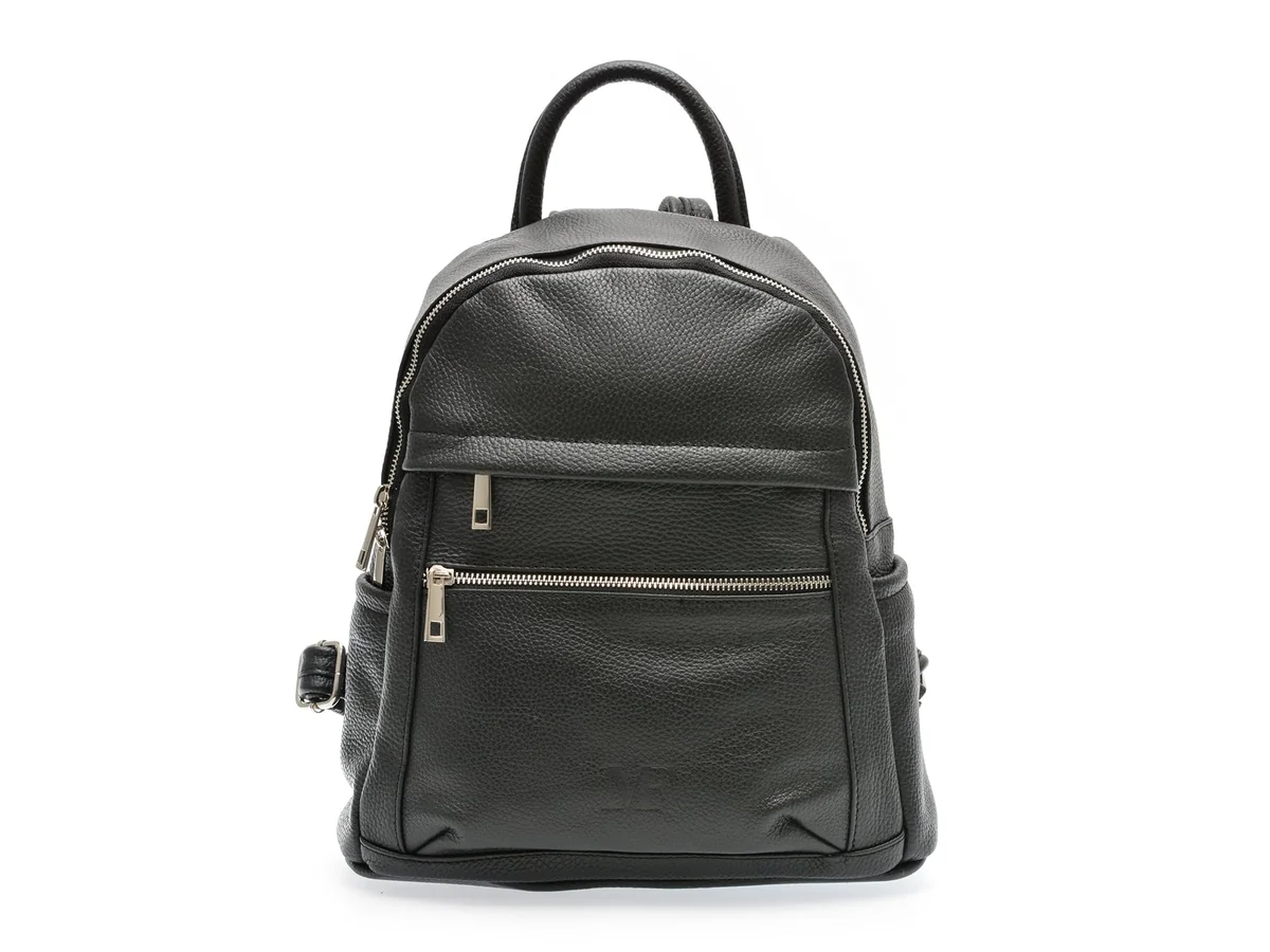 Rucsac Mario Ferretti Negru, BB75, Din Piele Naturala