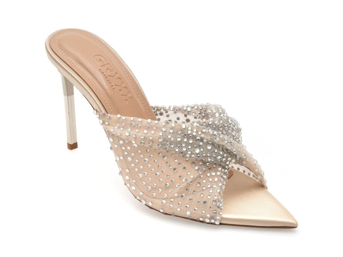 Papuci Eleganti Gryxx Bej, 89086, Din Material Textil