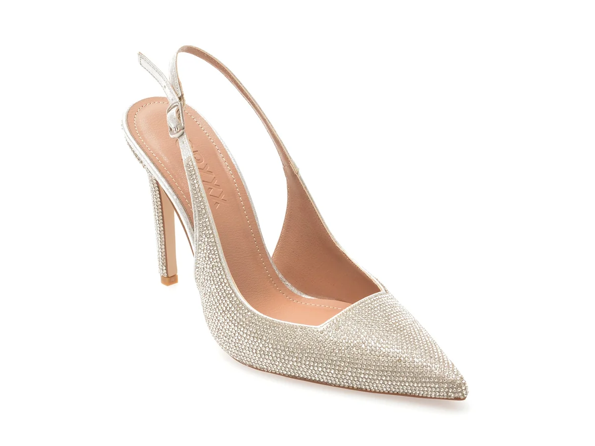 Pantofi Eleganti GRYXX Argintii, 21048, Din Piele Ecologica