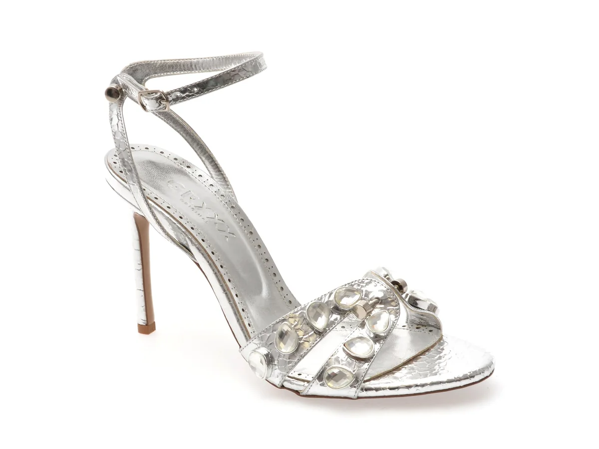 Sandale Elegante GRYXX Argintii, 73132, Din Piele Ecologica