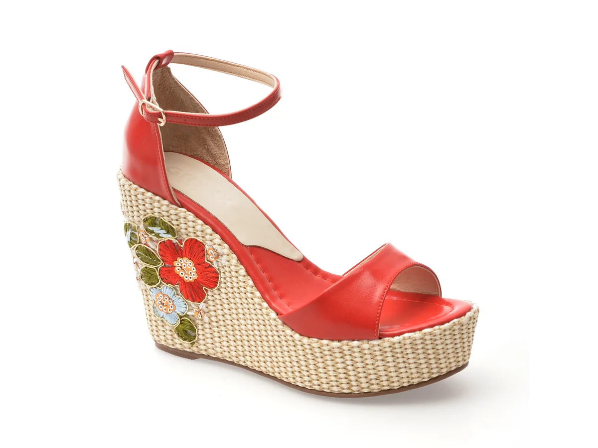 Sandale Elegante GRYXX Rosii, 20927, Din Piele Ecologica