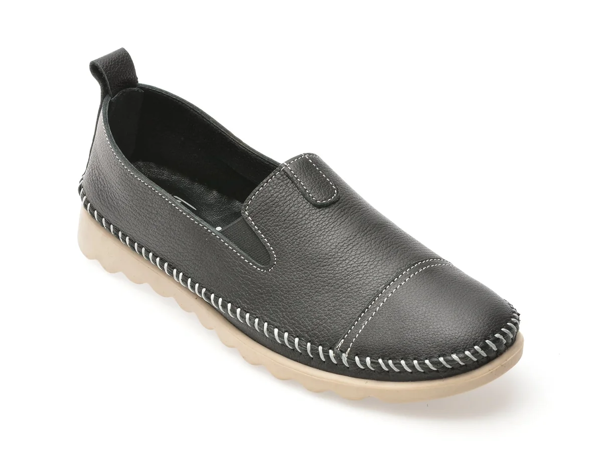 Pantofi EVIDA Negri, EV2814, Din Piele Naturala
