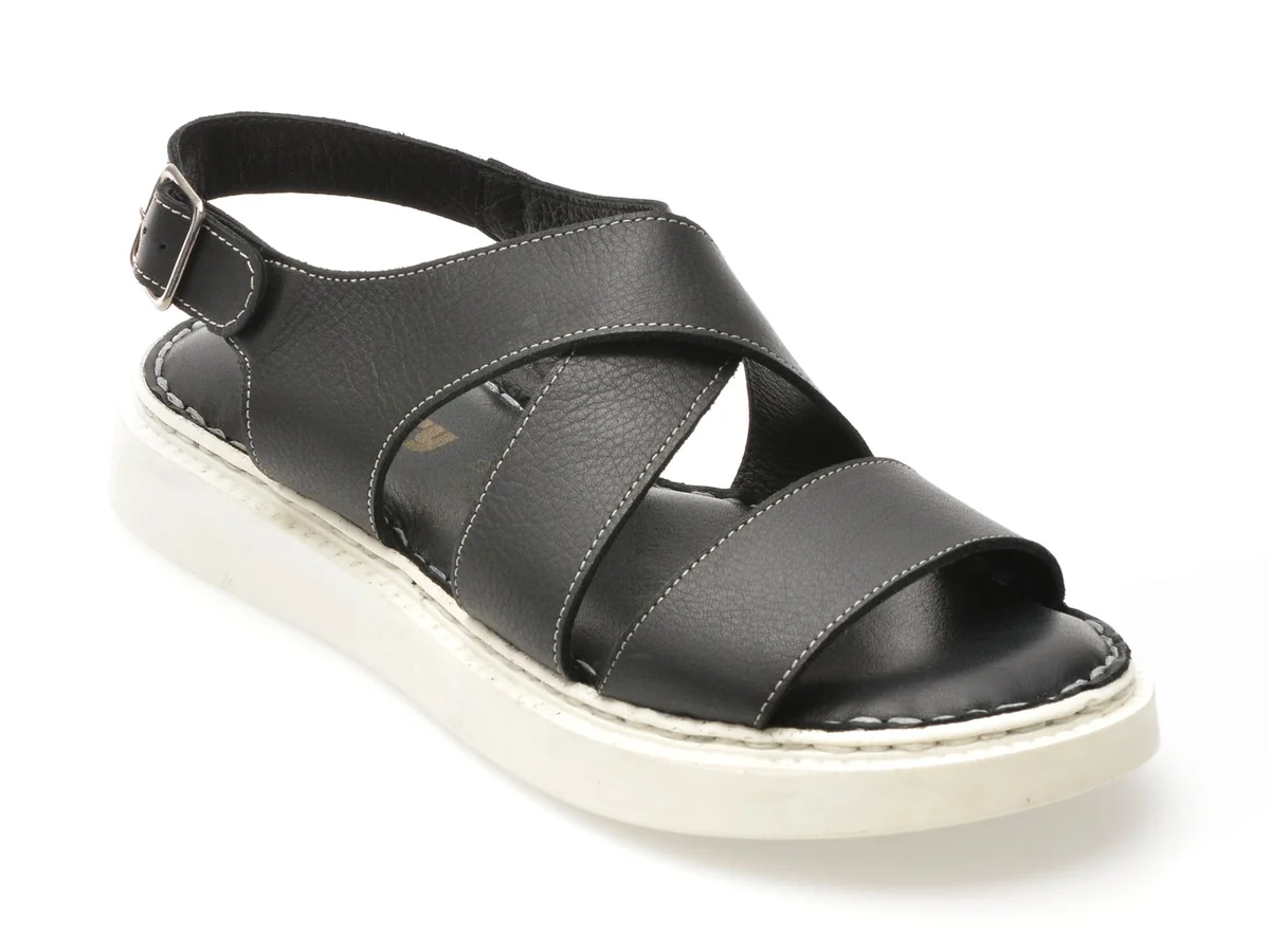 Sandale Shoozy Negre, EV4036, Din Piele Naturala