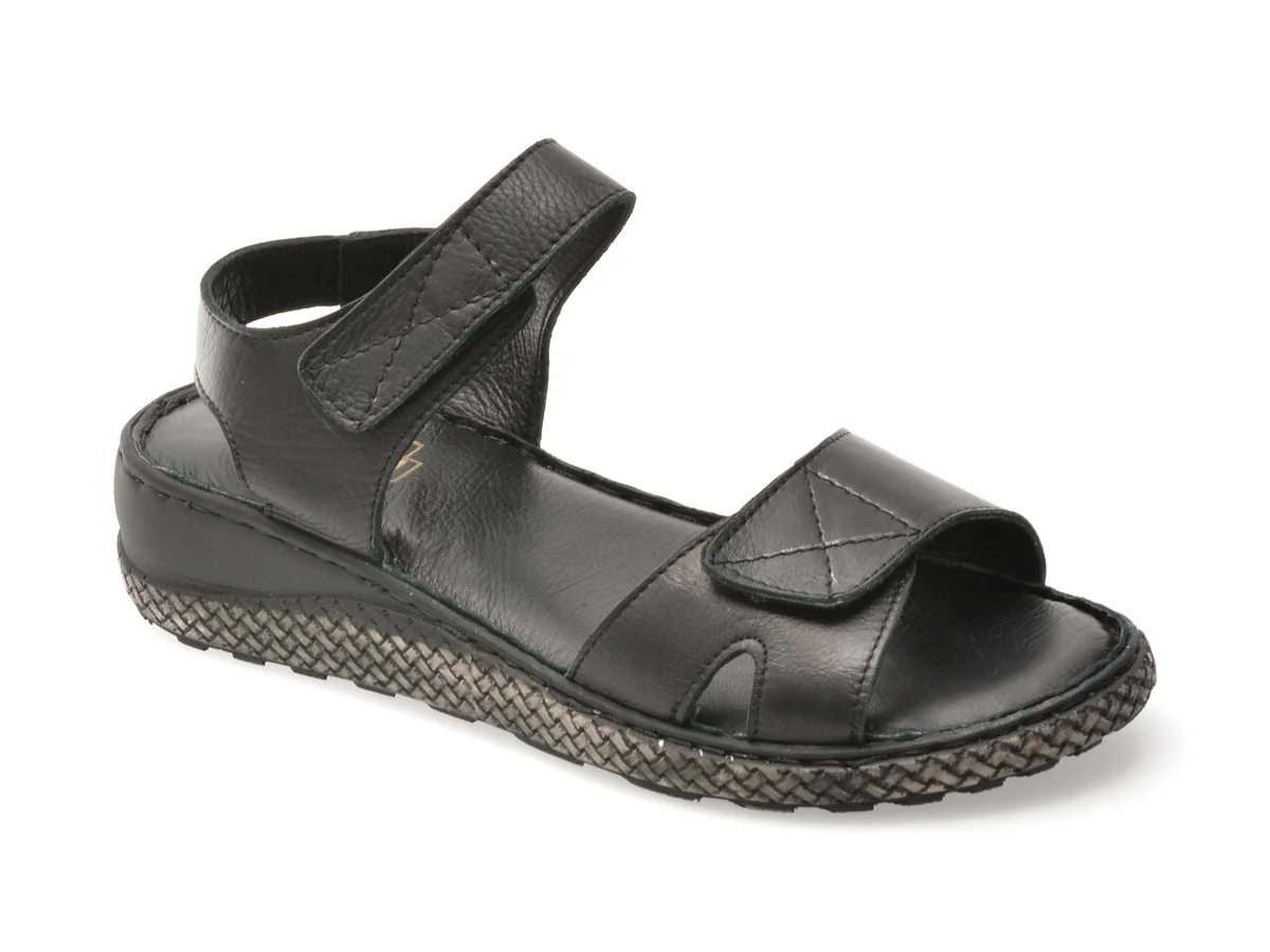 Sandale Gotsi Negre, EV2879, Din Piele Naturală