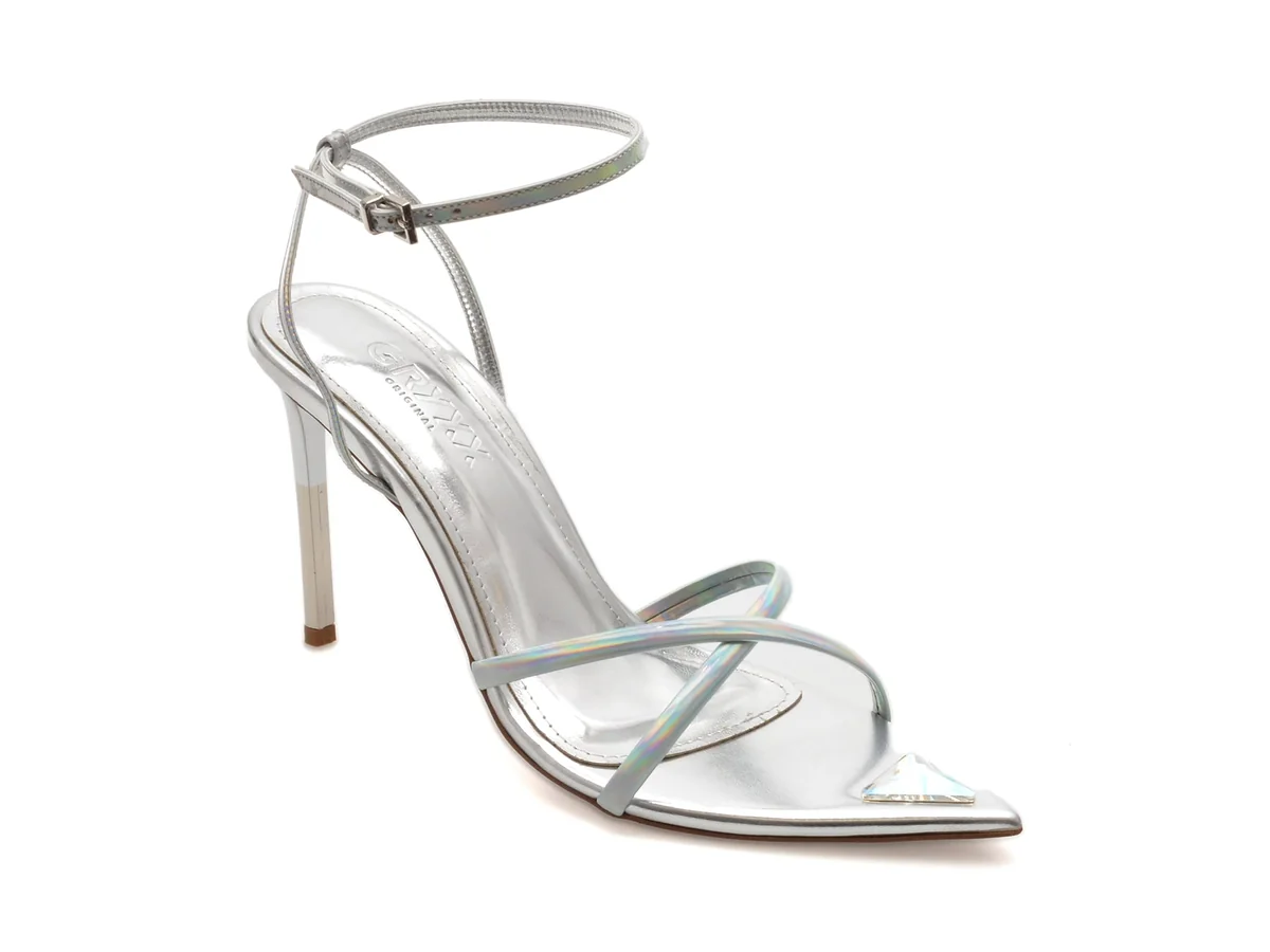 Sandale Elegante GRYXX Argintii, 89078, Din Piele Ecologica