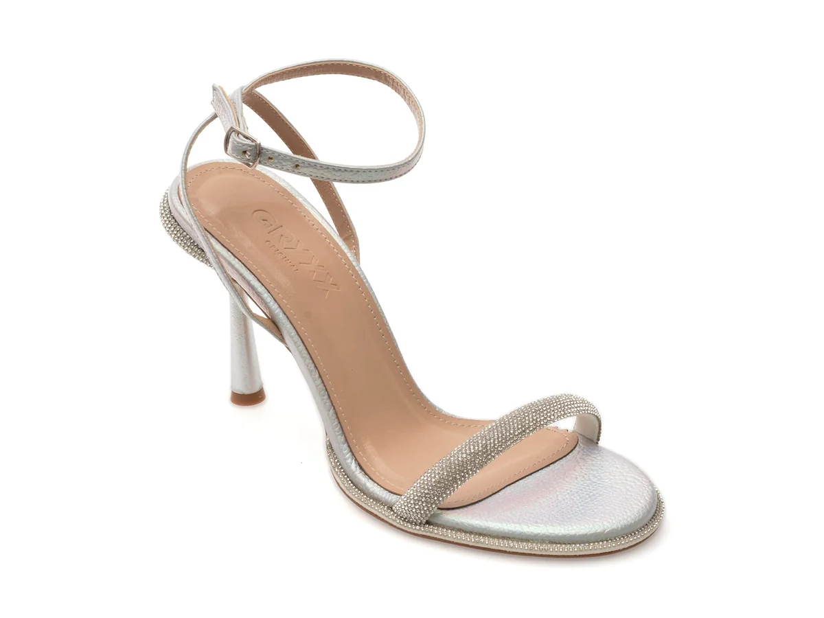 Sandale Elegante GRYXX Argintii, 44582, Din Piele Ecologica